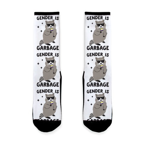 Gender Is Garbage Non-binary Raccoon Socks