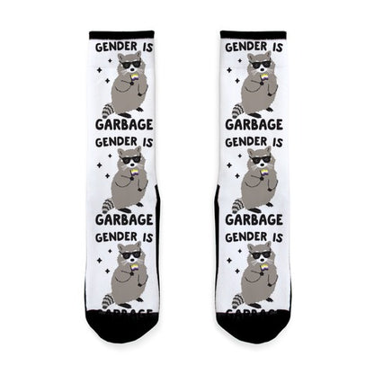 Gender Is Garbage Non-binary Raccoon Socks