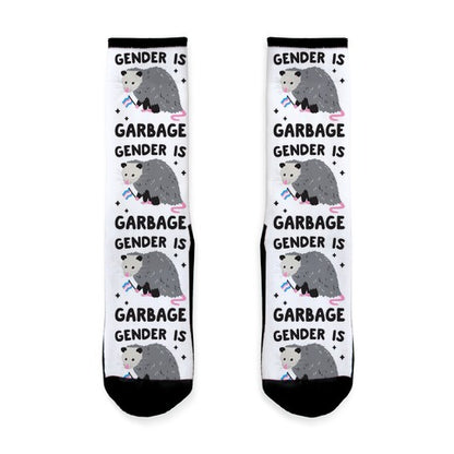 Gender Is Garbage Trans Opossum Socks