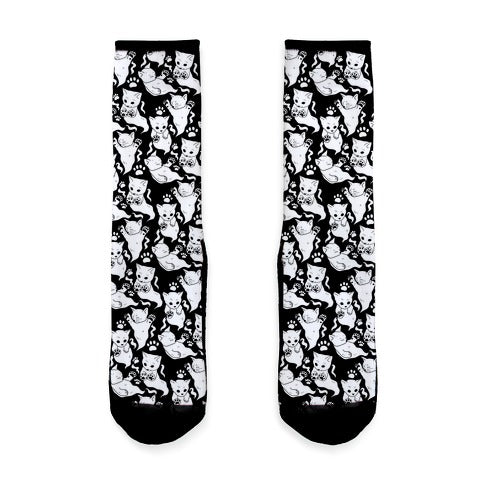 Ghost Kittens Pattern Socks
