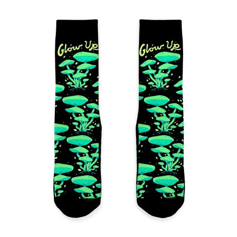 Glow up Bioluminescent Mushrooms Socks