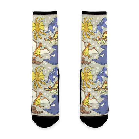Godzilla and Friends Pattern Socks