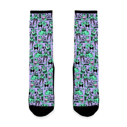 Goth Frogs Pattern Socks