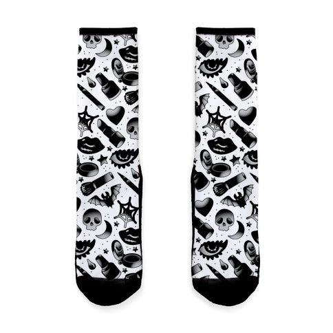 Goth Makeup Pattern Socks