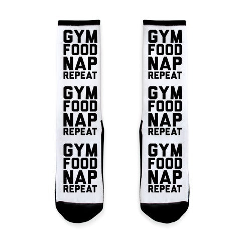 Gym Food Nap Repeat Socks