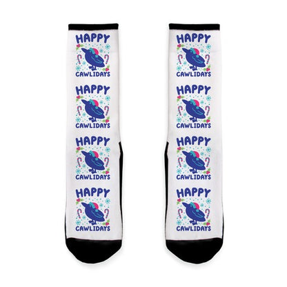 Happy Cawlidays Crow Holiday Parody Socks