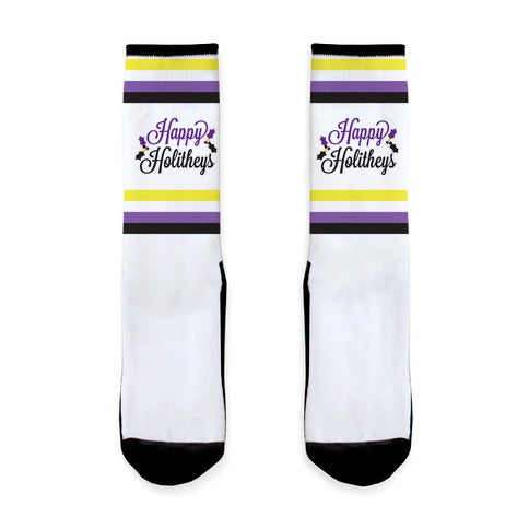 Happy Holitheys! Non-binary Holiday Socks