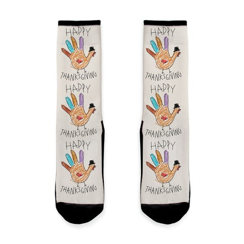 Happy Thanksgiving Hand Turkey Socks