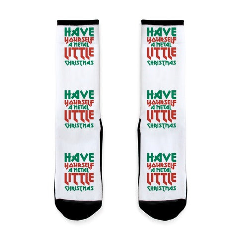 Have Yourself A Metal Little Christmas White Print Socks
