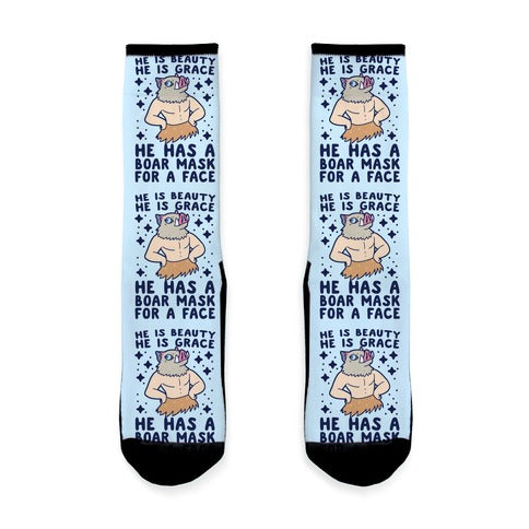 He is Beauty, He is Grace, He Has a Boar Mask for a Face - Demon Slayer Socks