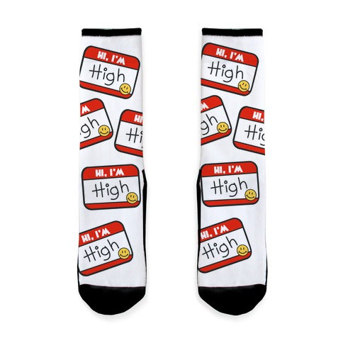 Hi, I'm High Name Tag Socks