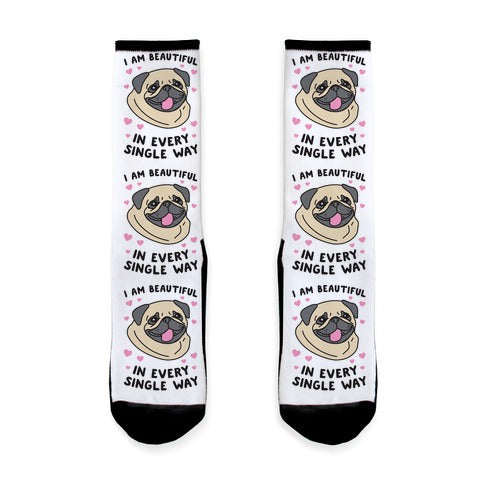 I Am Beautiful Pug Socks