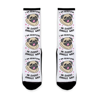 I Am Beautiful Pug Socks