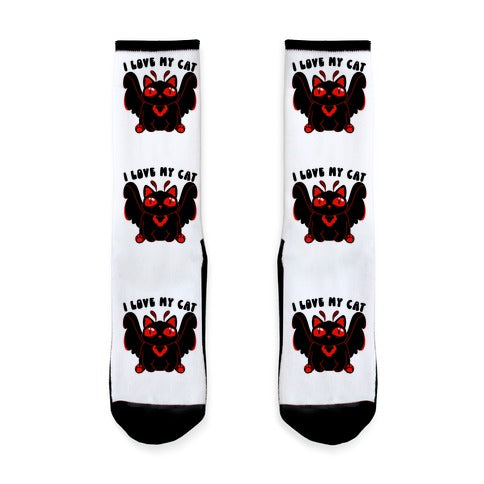 I Love My Cat Mothman Socks