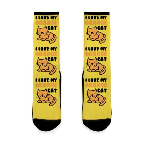 I Love My Orange Cat Socks