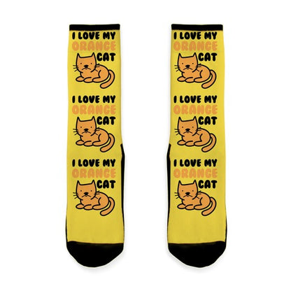 I Love My Orange Cat Socks