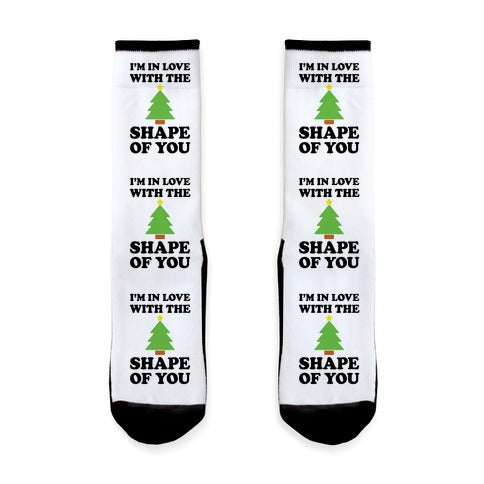 I'm In Love With The Shape Of You Christmas Tree Socks