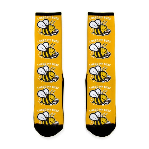 I Need My Buzz Coffee Bee Socks