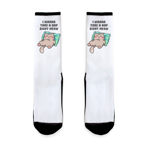 I Wanna Take A Nap Right Meow Socks