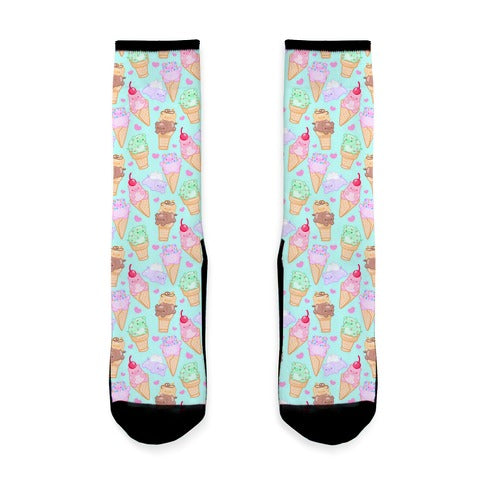 Ice Cream Pigs Pattern Socks