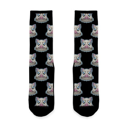 Inosuke Mad Boar Pattern Black Socks