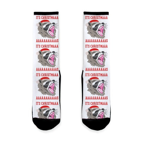 It's Christmas Screaming Raccoon Socks