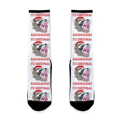 It's Christmas Screaming Raccoon Socks