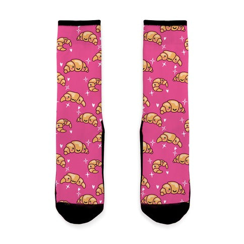 Kawaii Croissant Pattern Socks