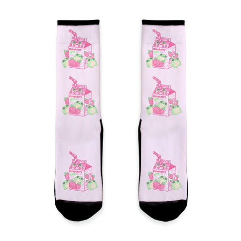 Kawaii Strawberry Frog Milk Socks