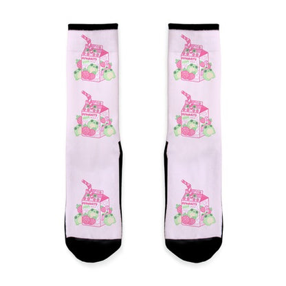 Kawaii Strawberry Frog Milk Socks