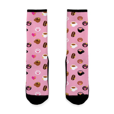 Kitty Coffee Beans Pattern Socks