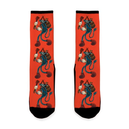Krampus Cartoon Socks