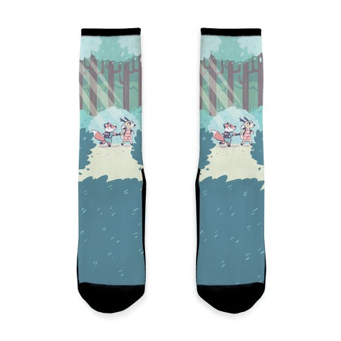 Let's Get Lost - Fox and Deer Socks