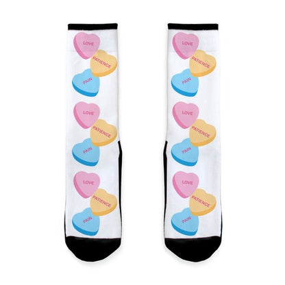 Love, Patience, Pain Candy Hearts (Thank U, Next Parody) Socks