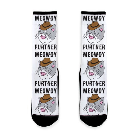 Meowdy Purtner Cowboy Cat Socks