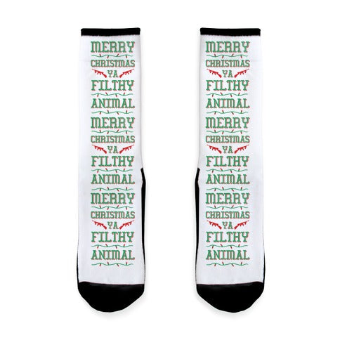 Merry Christmas Ya Filthy Animal Socks
