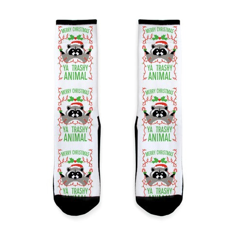Merry Christmas Ya Trashy Animal Socks