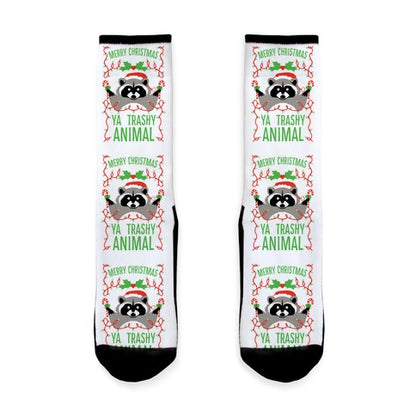 Merry Christmas Ya Trashy Animal Socks