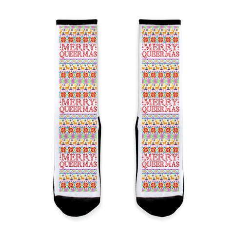 Merry Queermas Gay Pride Christmas Sweater Socks