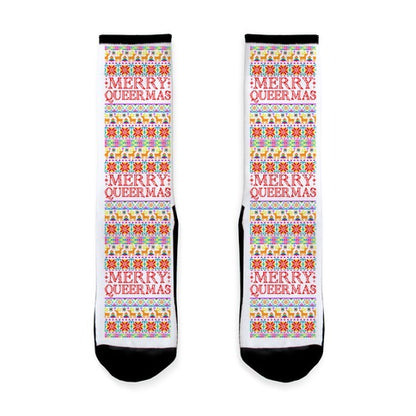 Merry Queermas Gay Pride Christmas Sweater Socks