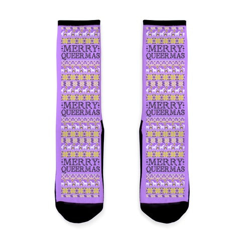 Merry Queermas Nonbinary Pride Christmas Sweater Socks