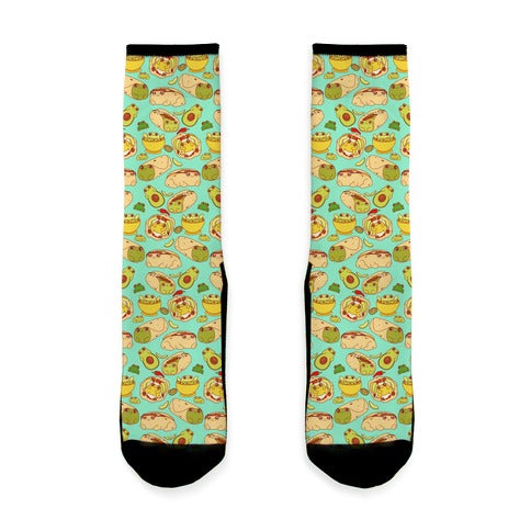 Mexican Food Frogs Pattern Socks