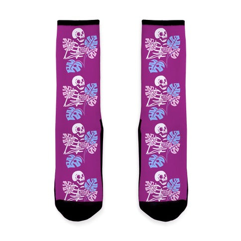 Monstera Skeleton Socks