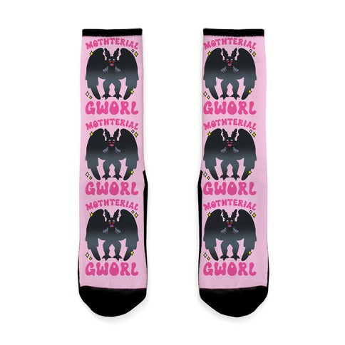 Mothterial Gworl Mothman Parody Socks