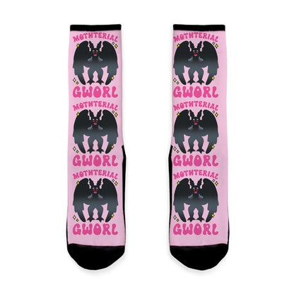 Mothterial Gworl Mothman Parody Socks