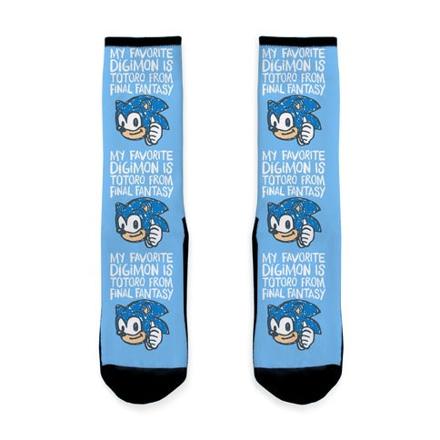 My Favorite Digimon Is Totoro From Final Fantasy Parody Socks