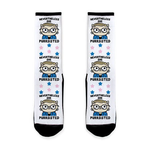 Nevertheless She Purrsisted Socks