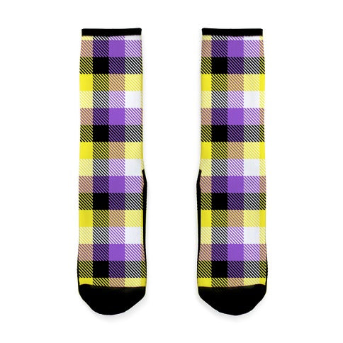 Nonbinary Pride Flag Plaid Socks