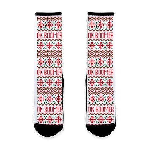 Ok Boomer Ugly Christmas Sweater Socks