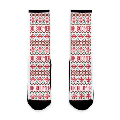 Ok Boomer Ugly Christmas Sweater Socks